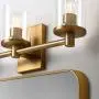 Pathson 3 Light Wall Light, Vintage Bathroom Vanity Light, Industrial Indoor Wall Sconce with Clear Glass Shade, Wall Mount Light Fixtures for Bathroom Kitchen Living Room (Antique)