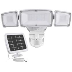 GLORIOUS-LITE Solar Security Light Outdoor, 1600LM Solar LED Motion Sensor Light with 3 Adjustable Head, 5500K, IP65 Waterproof Flood Light for Backyard, Pathway & Patio