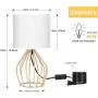 HAITRAL Gold Table Lamp - Modern Style Desk Lamp with Hollowed Out Base Linen Fabric Shade, Small Golden Bedside Lamp for Bedrooms, Living Room