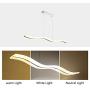 Modern Wave LED Pendant Light Dimmable Fixture, Acrylic LED Pendant Light for Contemporary Living Room Dining Room Kitchen Island Table, Dimmable Remote Control