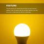 Hansang A19 LED Bug Light Bulb Yellow Color Bulb,7 Watt (60W Equivalent) E26 Medium Base Outdoor Porch Lights, Amber Bedroom Night Light Bulb Bugs Free Bulbs,4 Pack