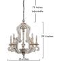 Distressed White Wooden Chandelier Traditional French Country Empire Pendant Light 5-Lights Candle Wood Chandelier, Adjustable Chain