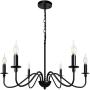 6-Light Black Farmhouse Chandelier Industrial Rustic Ceiling Hanging Light Fixture for Kitchen Island, Dining Room, Living Room, Bedroom, Foyer