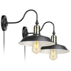 Industrial Vintage Bedroom Wall Lamps Plug in Gooseneck Barn Light Wall Sconces for Bathroom Warehouse Set of 2