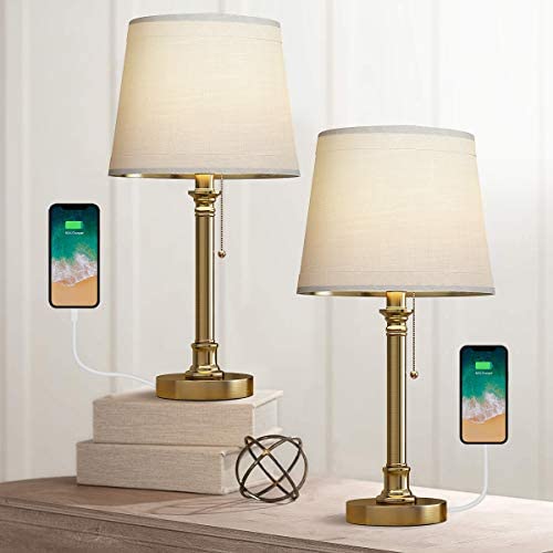 Oneach USB Table Lamps Set of 2 for Bedroom Living Room Office Modern Bedside 19.75“ Desk Lamps Nightstand Lamp Metal Gold Reading Lamp Antique Brass Oneach USB Table Lamps Set of 2 for Bedroom Living Room Office Modern Bedside 19.75“ Desk Lamps Nightstand Lamp Metal Gold Reading Lamp Antique Brass