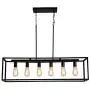 Garwarm 6 Light Rectangle Chandelier,Black Metal Linear Modern Pendant Lighting,Industrial Cage Kitchen Island Ceiling Light Fixture for Dining Room Kitchen