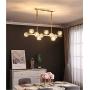 APBEAM Crystal Gold Chandelier Hanging Linear Pendant Light Modern for Dining Room Living Room Kitchen Island Over Table 10-Light