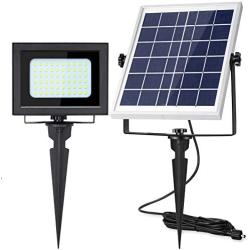 Solar Flood Lights Outdoor UPONUN 60LED IP67 Waterproof Solar Spot Lights Rechargeable Solar Security Lights Auto ON Off Solar Powered LED Flood Light for Roof Shed Yard Pool Path Barn Sign Flagpole…