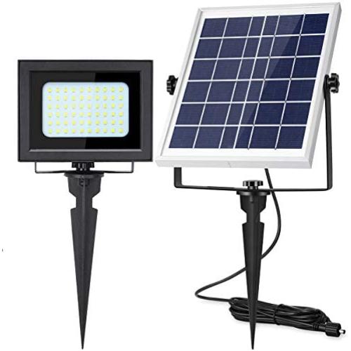 Solar Flood Lights Outdoor UPONUN 60LED IP67 Waterproof Solar Spot Lights Rechargeable Solar Security Lights Auto ON Off Solar Powered LED Flood Light for Roof Shed Yard Pool Path Barn Sign Flagpole…