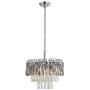 Q&S Crystal Chandelier Lighting, Modern Chrome Chandeliers, K9 Crystal Smoky+Clear, 4 Lights Pendant Light Ceiling Light Fixture For Dining Room, Living Room, Kitchen Island,W17.1''.