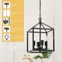 CO-Z 4-Light Lantern Chandelier Light Fixture in Black Finish, Industrial Farmhouse Lantern Pendant Light Square cage, Carmen Ceiling Hanging Light Fixture for Kitchen Island Foyer Entryway Bedroom