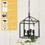 CO-Z 4-Light Lantern Chandelier Light Fixture in Black Finish, Industrial Farmhouse Lantern Pendant Light Square cage, Carmen Ceiling Hanging Light Fixture for Kitchen Island Foyer Entryway Bedroom