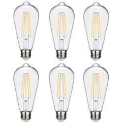 ST19(ST58) Dimmable Vintage LED Edison Bulb, Warm White 2700K,CRI>90,No Flicker,6W Equivalent to 60W, Antique LED Filament Bulbs,600LM E26 Medium Base, Clear Glass (ST19-2700K-6PACK)