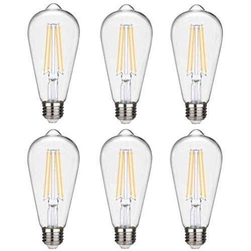 ST19(ST58) Dimmable Vintage LED Edison Bulb, Warm White 2700K,CRI>90,No Flicker,6W Equivalent to 60W, Antique LED Filament Bulbs,600LM E26 Medium Base, Clear Glass (ST19-2700K-6PACK)