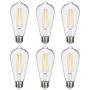 ST19(ST58) Dimmable Vintage LED Edison Bulb, Warm White 2700K,CRI>90,No Flicker,6W Equivalent to 60W, Antique LED Filament Bulbs,600LM E26 Medium Base, Clear Glass (ST19-2700K-6PACK)