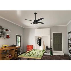 HUNTER 50336 Spring Mill Indoor / Outdoor Ceiling Fan with LED Lights and Pull Chain Control, 52'', Matte Black