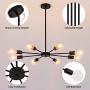 8 Lights Sputnik Chandelier Black Flush Mount Ceiling Light Fixtures Modern Hanging Pendant Light Kitchen Dining Room Bedroom Restaurant Lighting