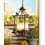 Song Birds Wrought Iron Bronze Pendant Chandelier 13'' Wide Rustic Cage Scavo Glass 4-Light Fixture for Dining Room House Foyer Kitchen Island Entryway Bedroom Living Room - Franklin Iron Works