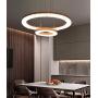 Joyxeon Modern Crystal Chandeliers, 2 Ring LED Ceiling Lights Pendant Lighting, Dining Room Chandelier, Adjustable Brass Gold Light Fixtures for Living Room, Bedroom, Porch - Warm White 3600Lm Bright
