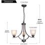 VINLUZ 3 Light Shaded Contemporary Chandeliers with Alabaster Glass Oil Rubbed Bronze Modern Light Fixtures Ceiling Hanging Mid Century Pendant Lighting for Dining Room Living Room Hallway Bedroom