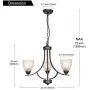 VINLUZ 3 Light Shaded Contemporary Chandeliers with Alabaster Glass Oil Rubbed Bronze Modern Light Fixtures Ceiling Hanging Mid Century Pendant Lighting for Dining Room Living Room Hallway Bedroom