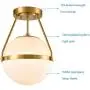 Mid Century Modern Globe Semi Flush Mount Ceiling Light Fixture,White Opal with Brass Finish,Living/Dinning Room