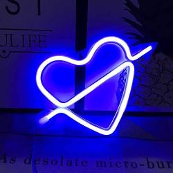 QiaoFei Neon Light,LED Cupids Bow Sign Shaped Decor Light,Heart Night Lamps Love Marquee Letter Sign Gifts for Christmas,Birthday Party,Kids Room,Living Room,Wedding Party(Blue)