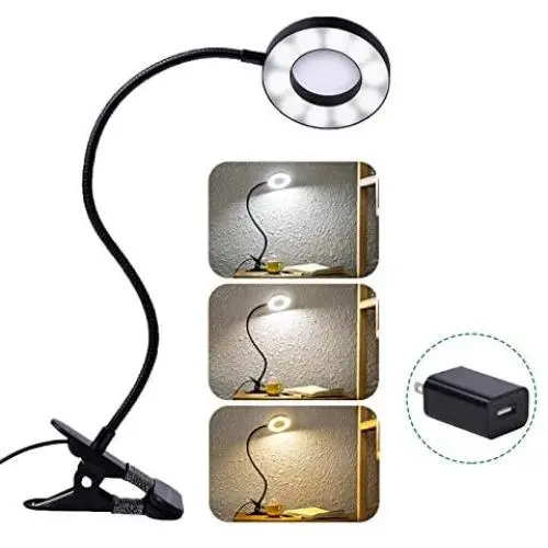 Yomagine 9W Clip on Light,Desk lamp,Eye Protection Reading Lights with 10 Brightness Dimmer and 3 Color Changeable,24 LEDs USB Night Light Clip on for Bed Headboard and Computer( Adapter Included ) Yomagine 9W Clip on Light,Desk lamp,Eye Protection Reading Lights with 10 Brightness Dimmer and 3 Color Changeable,24 LEDs USB Night Light Clip on for Bed Headboard and Computer( Adapter Included )