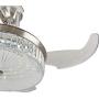 Crystal Ceiling Fan Lights LED Dimmable Chandelier Retractable Fan with Remote Mute Ceiling Fans for Dining Room/Bedroom 42 inch (Silver)