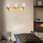 SIVILYNUS Brushed Brass Vanity Lights Industrail Bathroom 3 Lights Fixtures Sconces Wall Lighting for Hallway Bedroom Kitchen Living Room