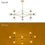 Lampundit DNA Chandelier 10 Light Modern Chandelier Lighting, Matte Gold Finish with Globe Glass Shade, Industrial Ceiling Light Fixture for Dining & Living Room, Kitchen Island, Foyer - Gold