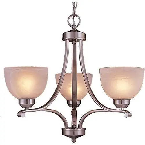Minka Lavery Chandelier Pendant Lighting 1423-84, Paradox Glass 1 Tier Dining Room, 3 Light, 300 Watts, Nickel