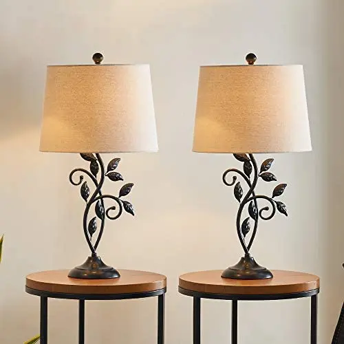 Maxax Traditional Table Lamp with Linen Fabric Shade Set of 2 for Living Room and Bedroom, Black Maxax Traditional Table Lamp with Linen Fabric Shade Set of 2 for Living Room and Bedroom, Black