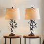 Maxax Traditional Table Lamp with Linen Fabric Shade Set of 2 for Living Room and Bedroom, Black