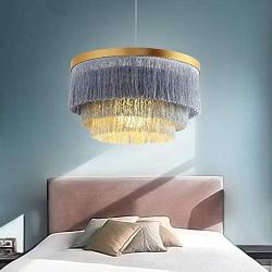 Nordic Decorative Pendant Light Warm Romantic LED Tassel Ceiling Chandeliers Gray/Blue/Pink/White Creative Restaurant Bedroom Dining Room Ceiling Hanging Lamp ( Color : Gray )