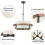 AXILAND Rustic Drum Chandelier 4-Light Dining Room Chandelier with Off-White Fabric Shade