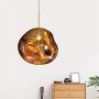 RUNNUP Modern Pendant Light Creative Single Light 12'' Hanging Lamp with Melt Glass Shade in Gold for Dining Rooms,Living Room