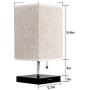 Apbeam Medium USB Table Lamp Bedside Lamp Fabric Linen Lampshade Nightstand Medium Desk Lamp for Bedroom Living Room Dining Room Baby Room Light Fixture