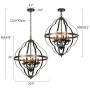 Derksic Orb 6-Light Farmhouse Chandelier Rustic Vintage Metal Chandelier in Black&Rust Bronze Finish for Kitchen Island Dining Room Living Room Foyer, 20.5’’ Dia