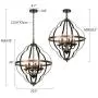 Derksic Orb 6-Light Farmhouse Chandelier Rustic Vintage Metal Chandelier in Black&Rust Bronze Finish for Kitchen Island Dining Room Living Room Foyer, 20.5’’ Dia