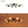 Lampundit Black 8 Lights Chandelier Lighting Living Room Ceiling Light Fixtures Ceiling Lamp Industrial Semi Flush Mount Modern Chandelies for Study Dining Room Kitchen Bedroom