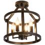 UOFUS Metal Semi Flush Mount Ceiling Light Fixture ,4 Candle Holder Lights Rustic Chandelier ,Farmhouse Lighting for Living Room Bedroom Kitchen Hallway UOFUS Metal Semi Flush Mount Ceiling Light Fixture ,4 Candle Holder Lights Rustic Chandelier ,Farmhouse Lighting for Living Room Bedroom Kitchen Hallway