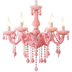 Crystal Chandelier Macaron Pendant Light Creative Ceiling-Lamp Bedroom Candle Chandeliers Pink 5 Lights