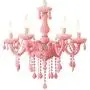 Crystal Chandelier Macaron Pendant Light Creative Ceiling-Lamp Bedroom Candle Chandeliers Pink 5 Lights
