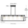 VINLUZ 5 Light Kitchen Island Chandeliers Farmhouse Black Linear Dining Rooms Lighting Fixtures Hanging with White Alabaster Glass Shade Rectangle Modern Industrial Pendant Ceiling Lights