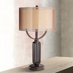 Monroe Modern Industrial Table Lamp Oil Rubbed Bronze Metal Sheer Double Shade for Living Room Family Bedroom Bedside - Franklin Iron Works