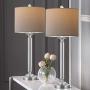 OYEARS Crystal Table Lamp Set of 2 for Bedroom 27.75” Modern Table Lamp for Living Room Office Bedside Table Lamp for Reading Grey