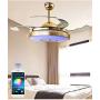 36 inch Retractable Ceiling Fan with Light and Bluetooth Speaker, 3 in 1 Invisible Blades Chandelier Fans with 7 Colorful LED Light for Dining/Living Room Bedroom