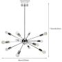 GRUSTRUST 12-Light Sliver Chandeliers Lighting Easy Mount Ceiling Light Chrome Modern Pendant Light Dimmable Lamp Bracket for Living Room Showroom Study Room(Bulbs Not Included)