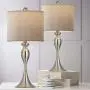 OYEARS Modern Table Lamps Set of 2 for Bedroom 24.25“ Bedside Sliver Lamps for Living Room Nightstand Table Lamps with Dark Grey Shade Brushed Nickel